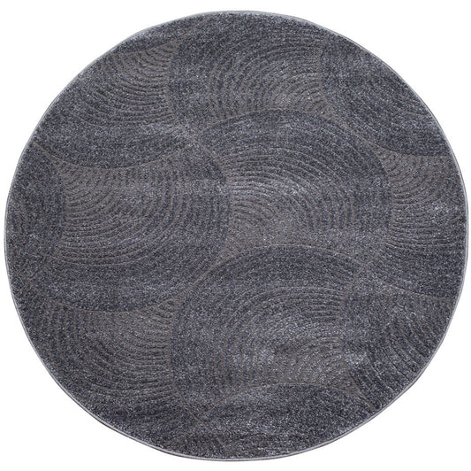 Tapis Rond uni à motifs Arc en relief - Gris