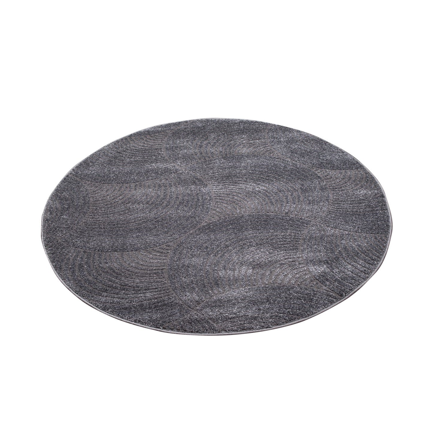 Tapis Rond uni à motifs Arc en relief - Gris