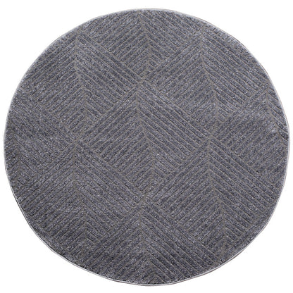 Tapis Rond à motifs géométriques en relief - Gris