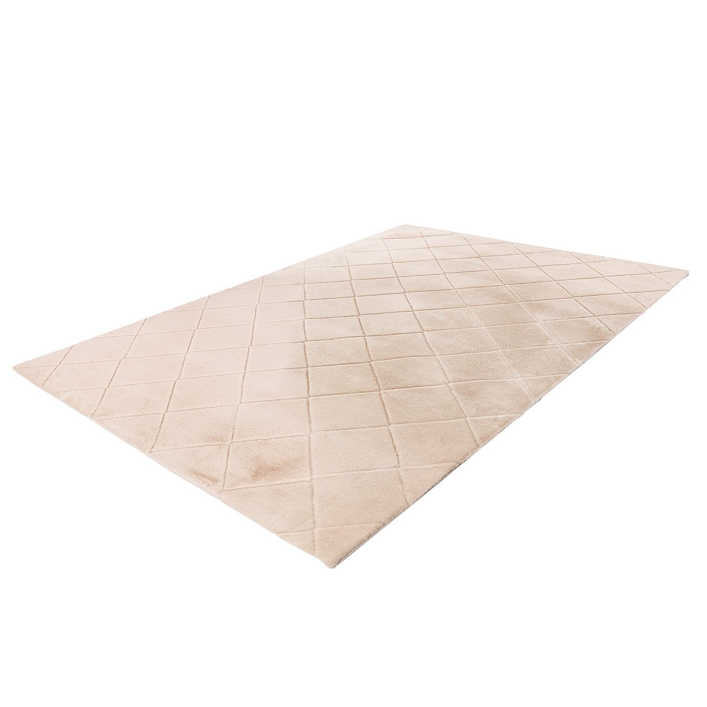 Tapis Super Doux à motif losanges en Relief - Beige