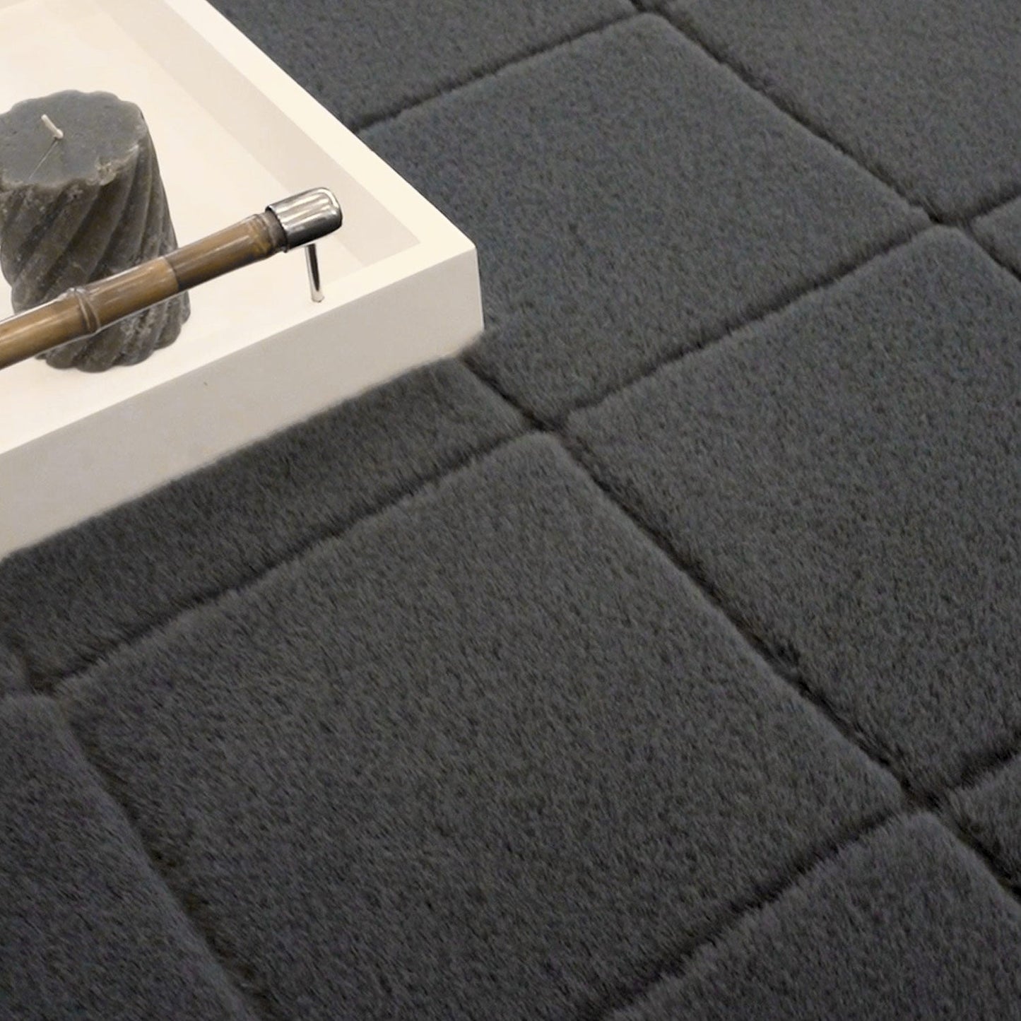 Tapis Super Doux à motif losanges en Relief - Graphite