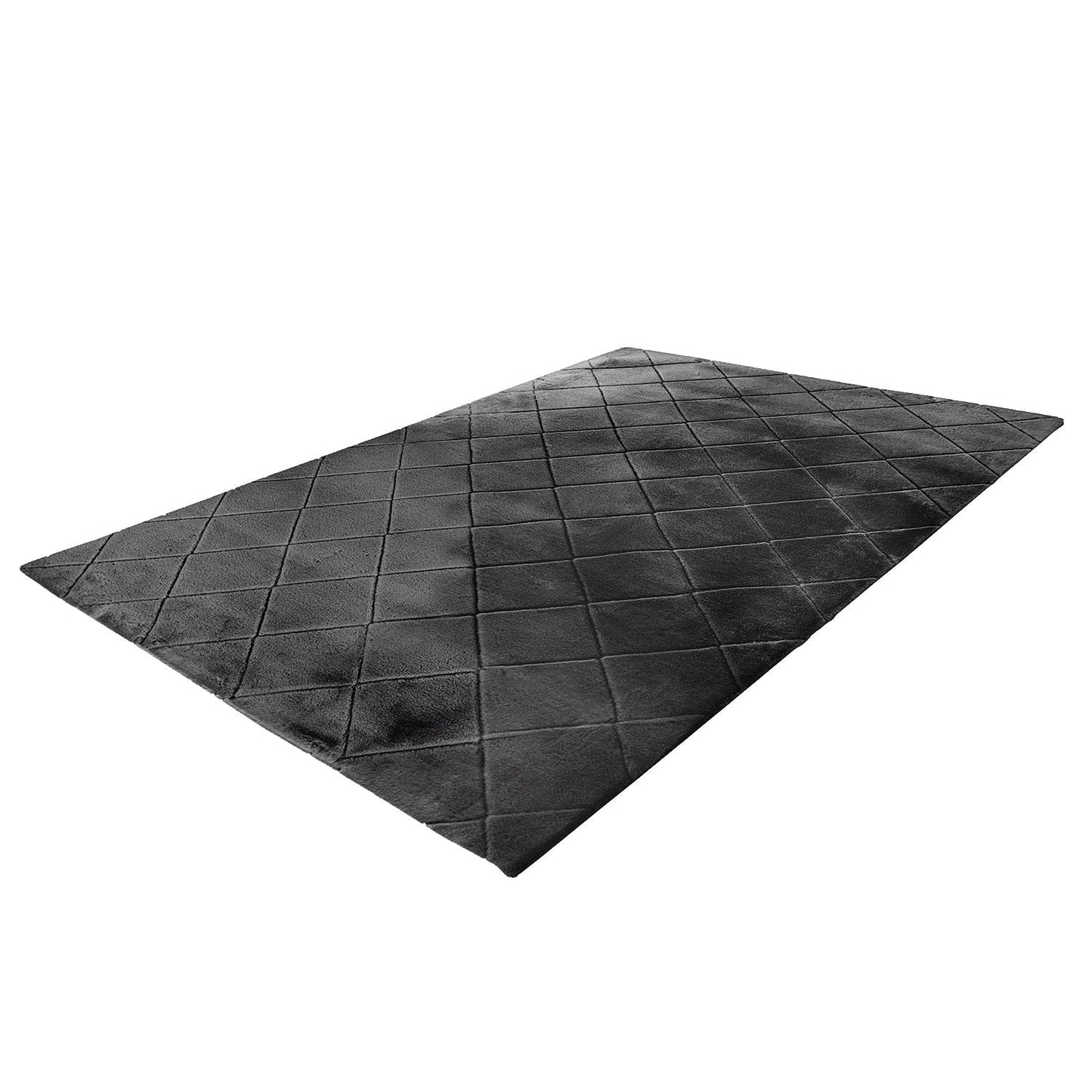 Tapis Super Doux à motif losanges en Relief - Graphite