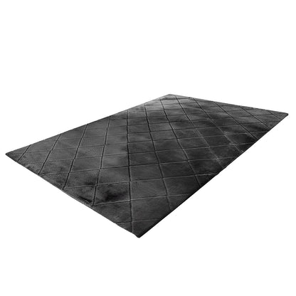 Tapis Super Doux à motif losanges en Relief - Graphite