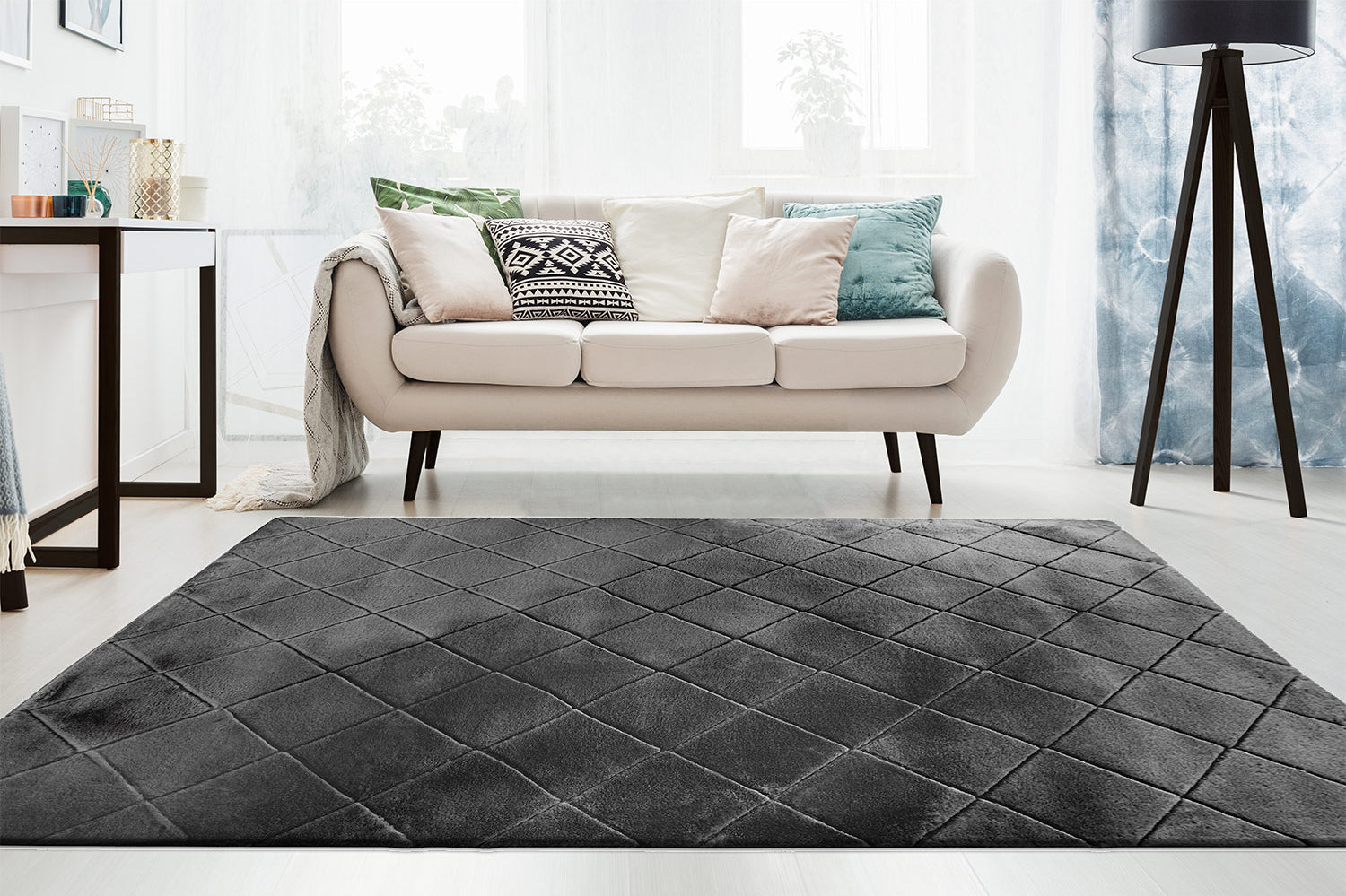 Tapis Super Doux à motif losanges en Relief - Graphite – STUDIO DECO