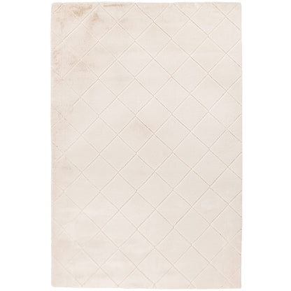 Tapis Super Doux à motif losanges en Relief - Blanc Ivoire