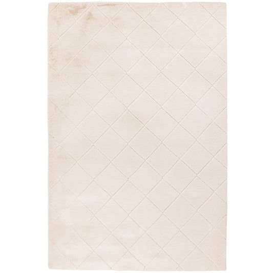 Tapis Super Doux à motif losanges en Relief - Blanc Ivoire