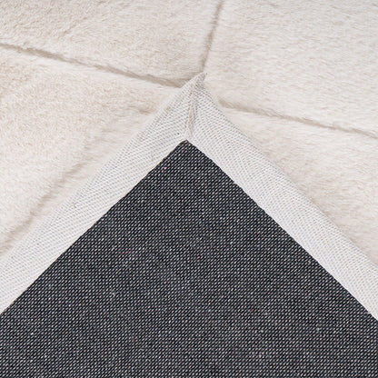 Tapis Super Doux à motif losanges en Relief - Blanc Ivoire