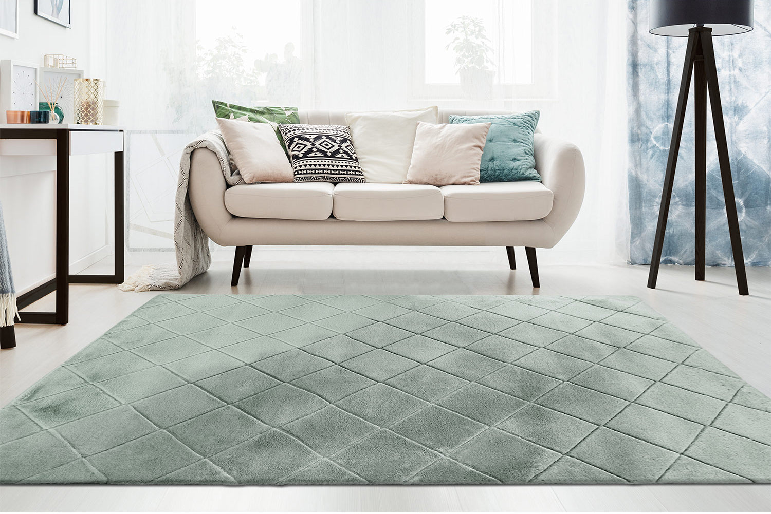 Tapis Super Doux à motif losanges en Relief - Vert Jade – STUDIO DECO