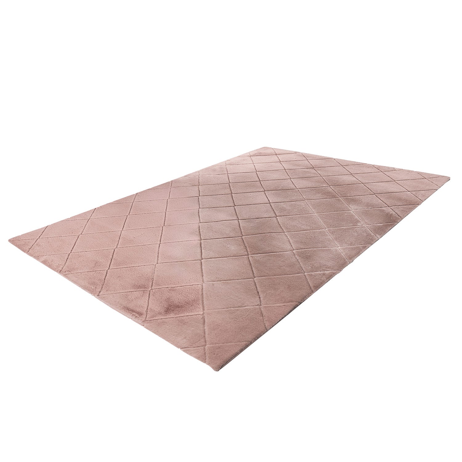 Tapis Super Doux à motif losanges en Relief - Rose poudré – STUDIO DECO