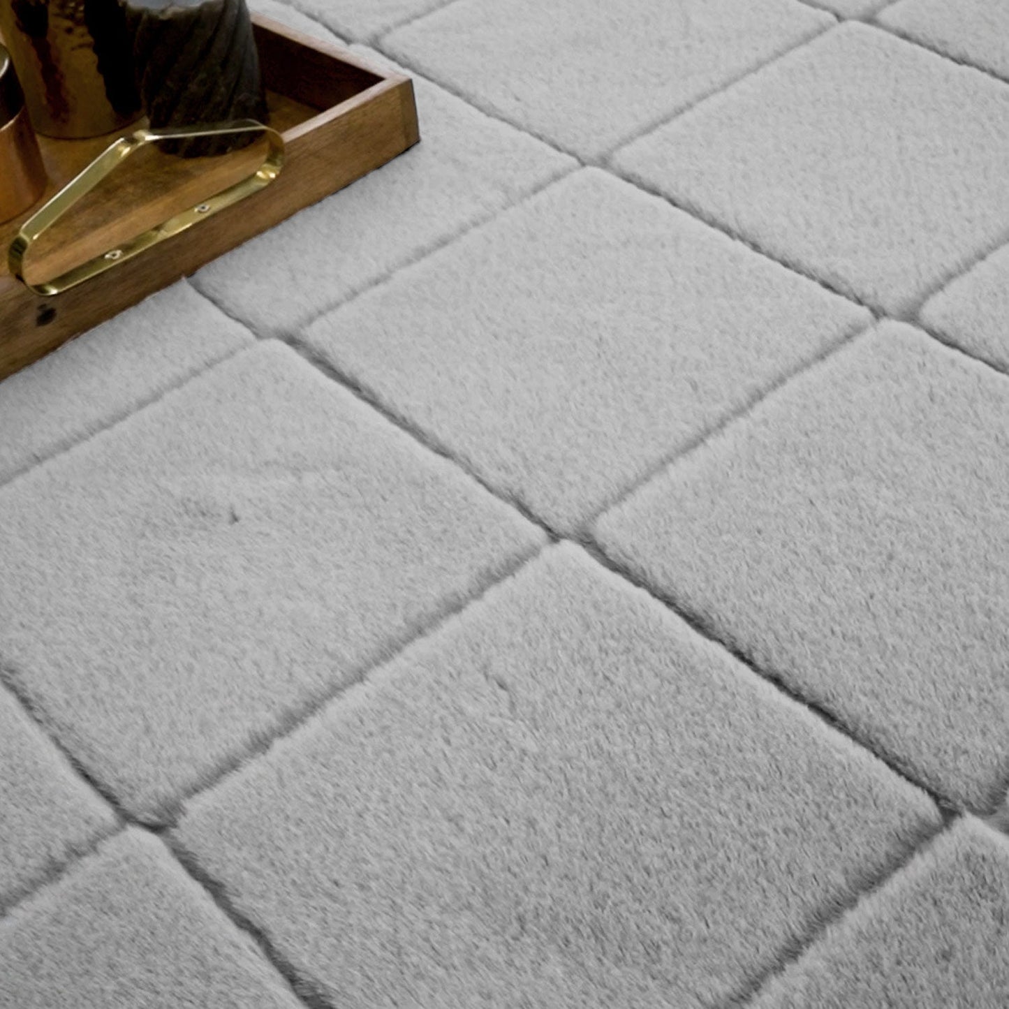 Tapis Super Doux à motif losanges en Relief - Gris souris