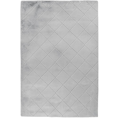 Tapis Super Doux à motif losanges en Relief - Gris souris