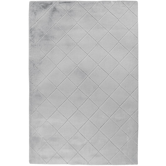 Tapis Super Doux à motif losanges en Relief - Gris souris