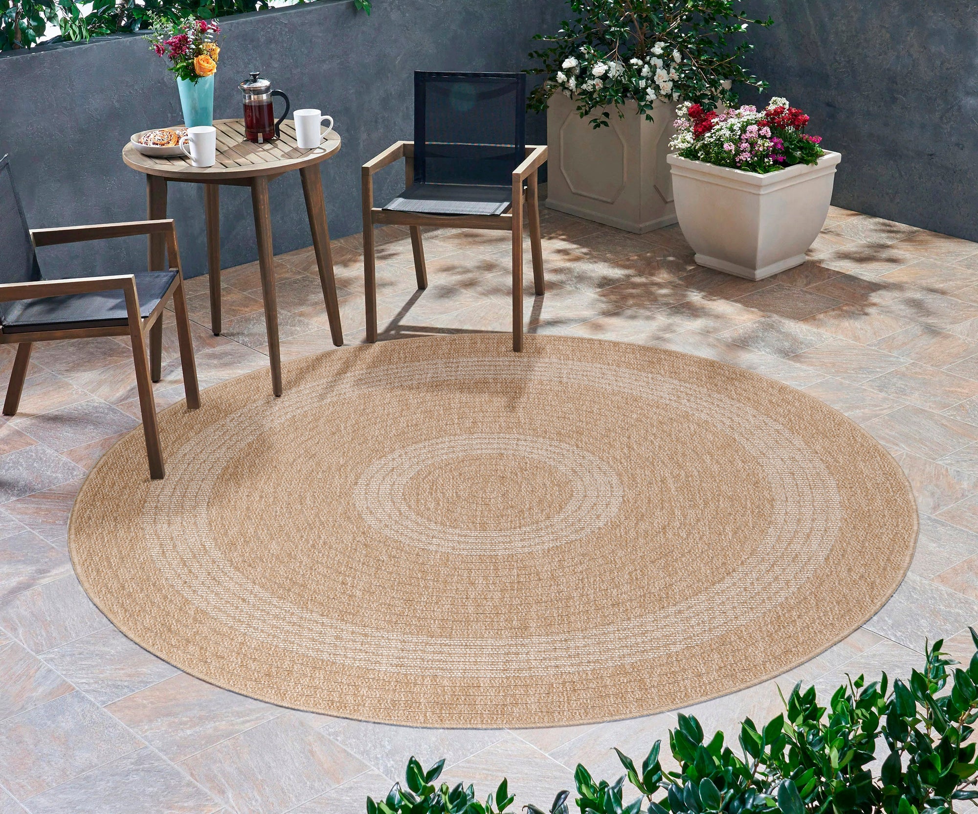 Tapis rond Naturel aspect jute Beige Crème – STUDIO DECO