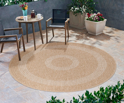 Tapis rond Naturel aspect jute Beige Crème