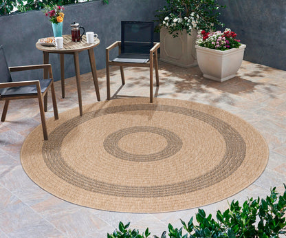 Tapis rond Naturel aspect jute Beige Gris