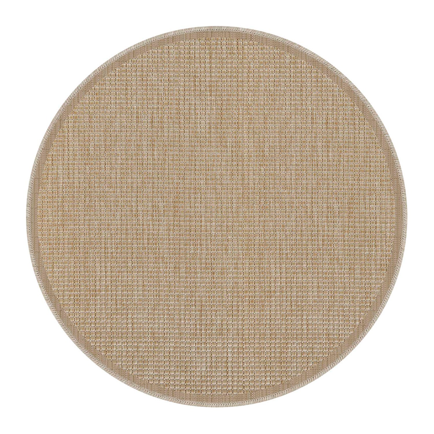 Tapis rond extérieur aspect jute structuré