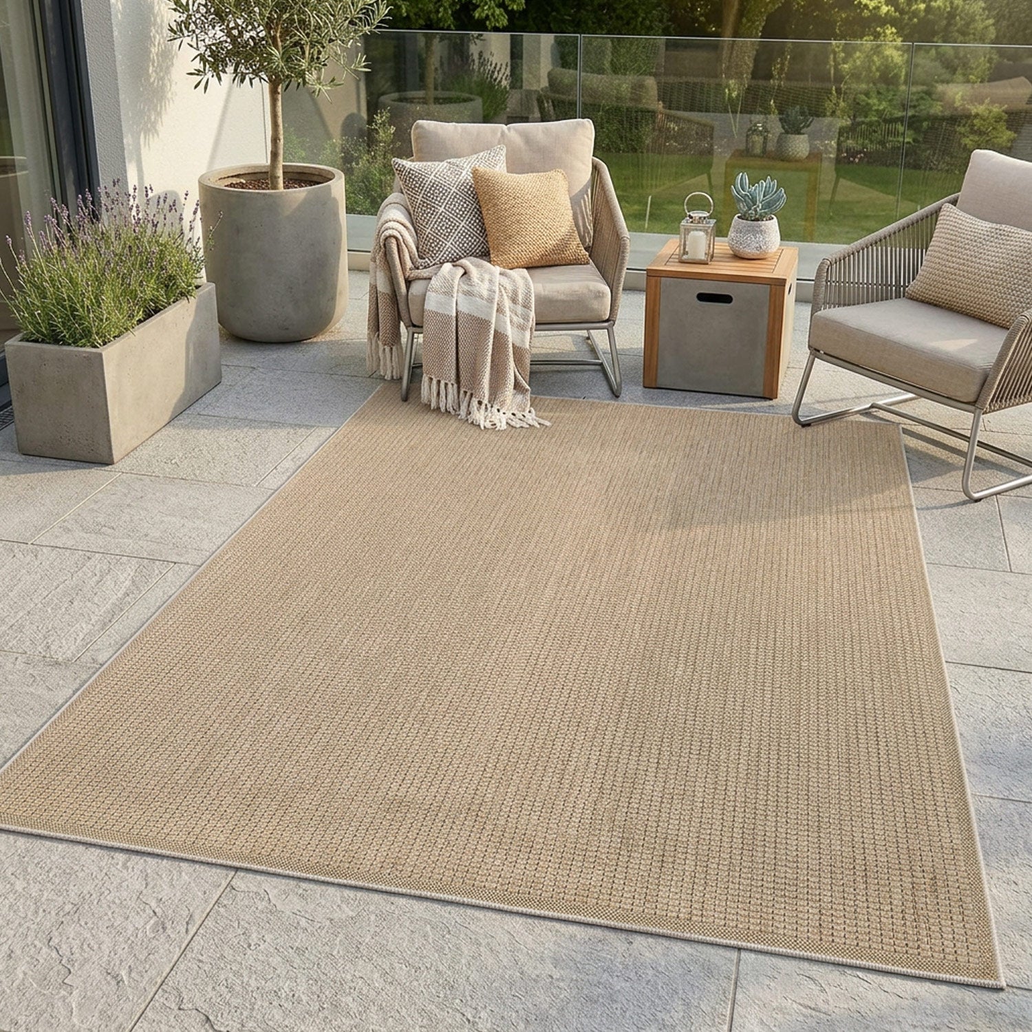Tapis extérieur aspect jute structuré