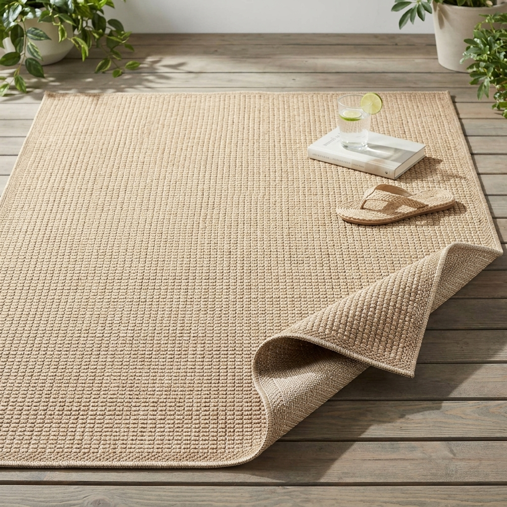 Tapis Carré extérieur aspect jute structuré