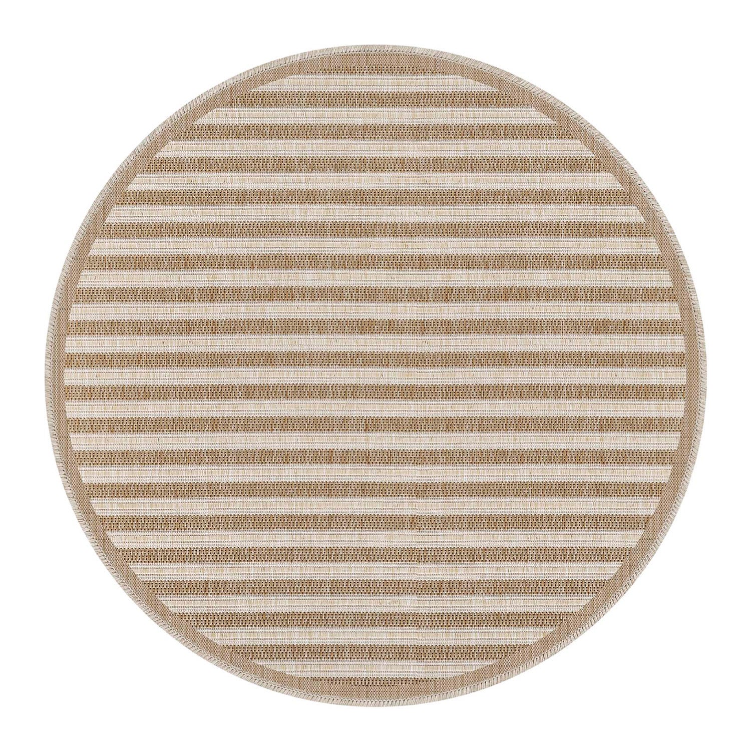 Tapis rond extérieur aspect jute à Lignes