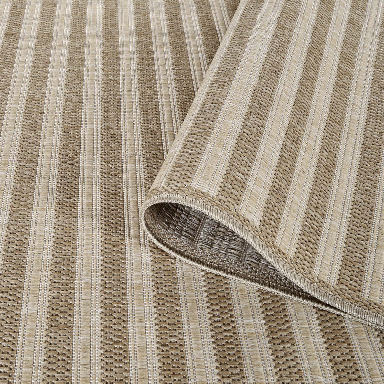 Tapis rond extérieur aspect jute à Lignes