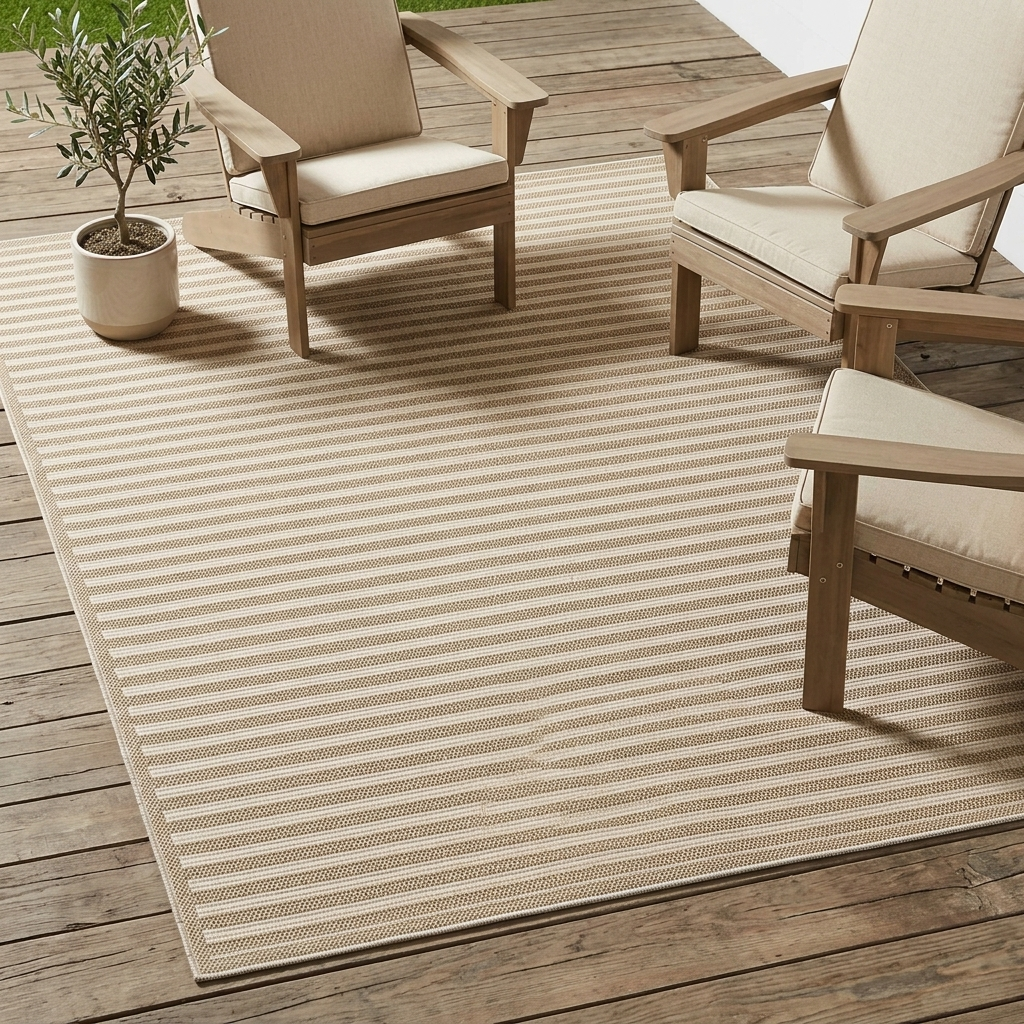 Tapis extérieur aspect jute à Lignes