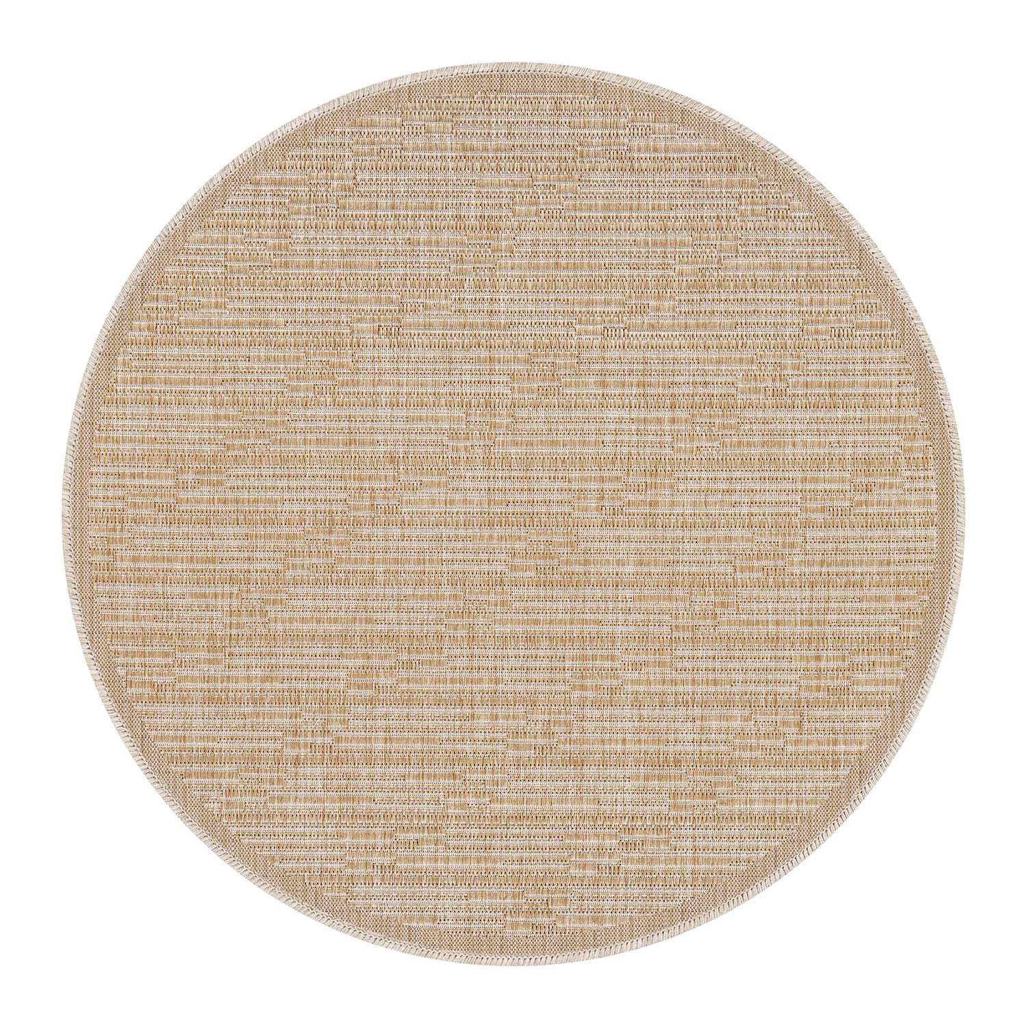 Tapis rond extérieur aspect jute rayés