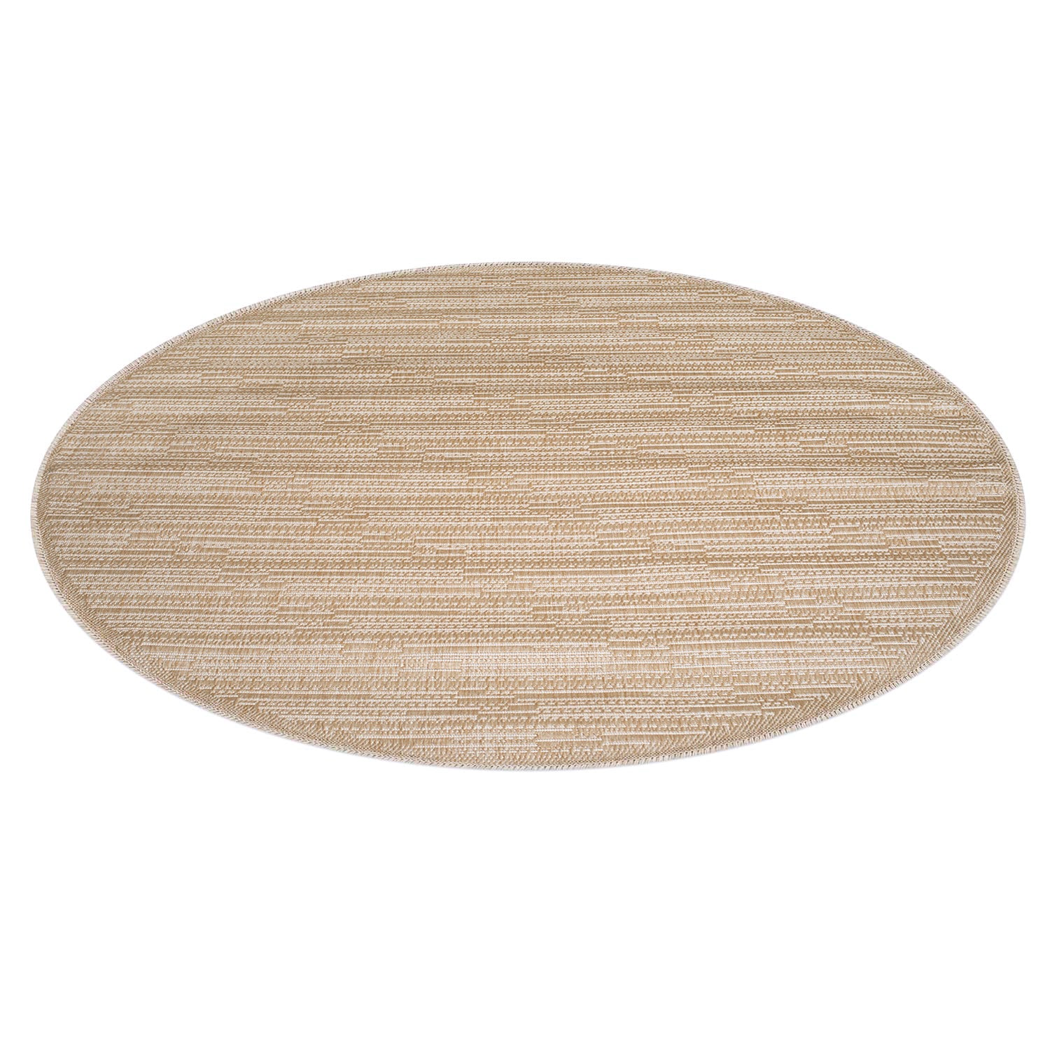 Tapis rond extérieur aspect jute rayés