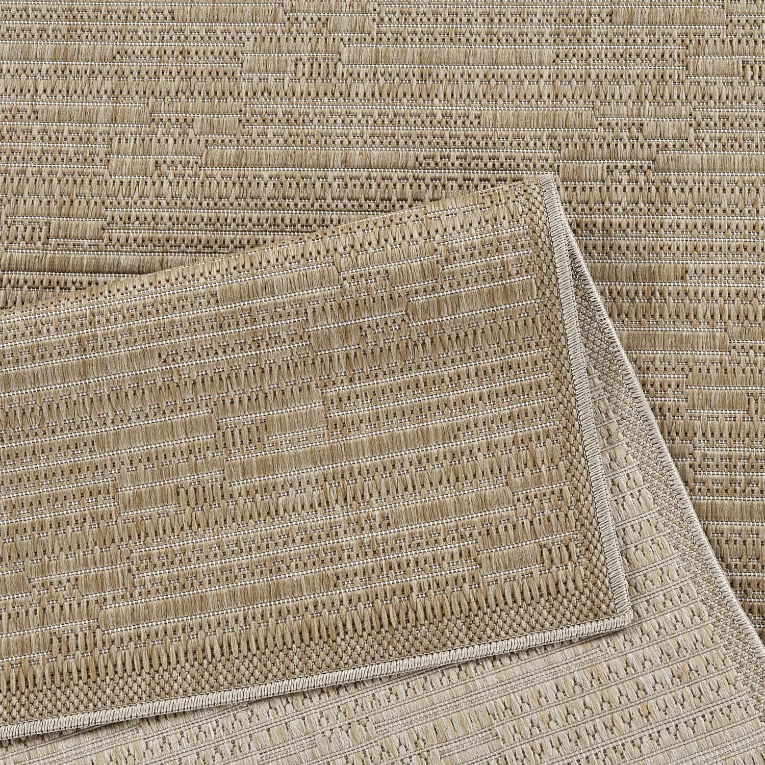 Tapis long extérieur aspect jute rayés