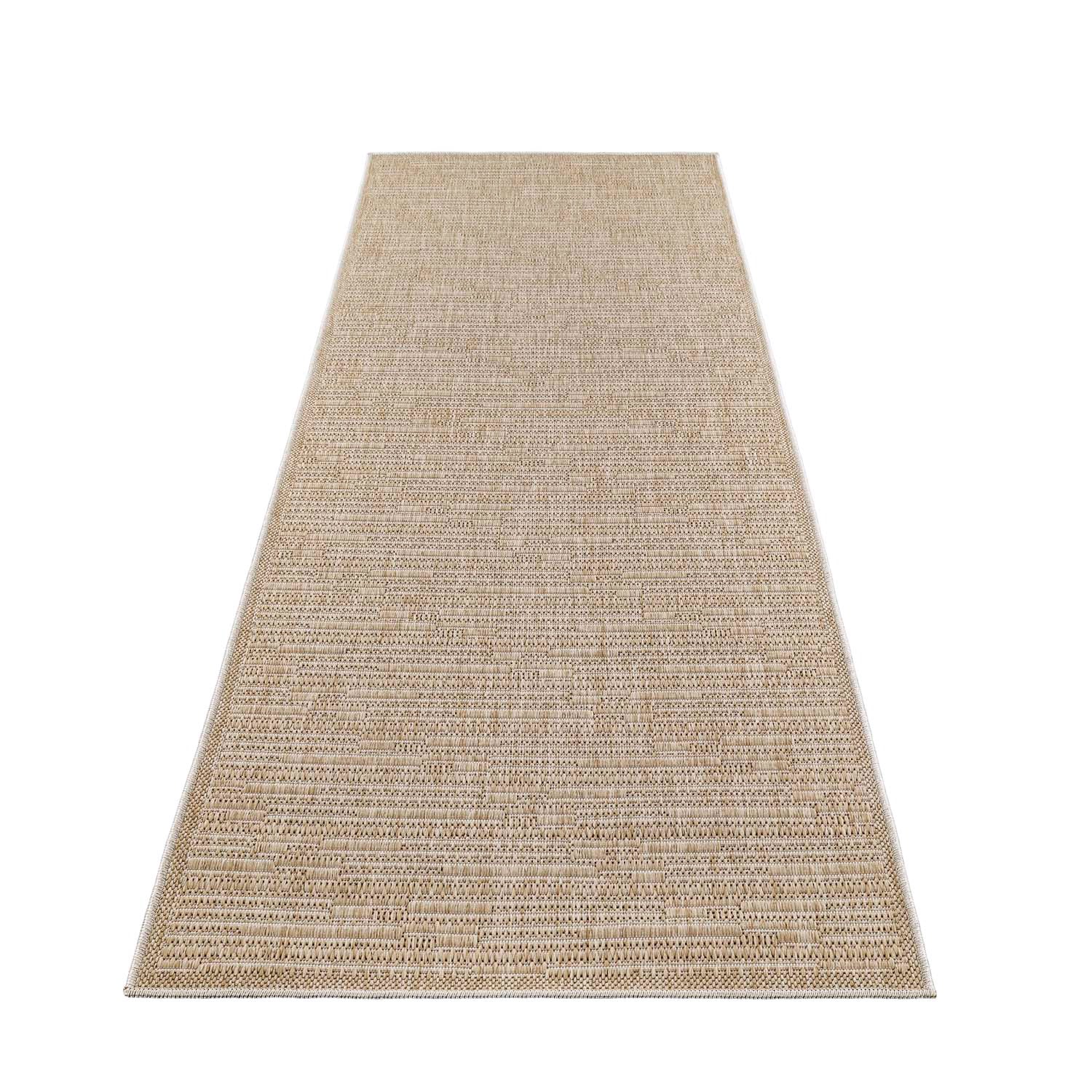 Tapis long extérieur aspect jute rayés