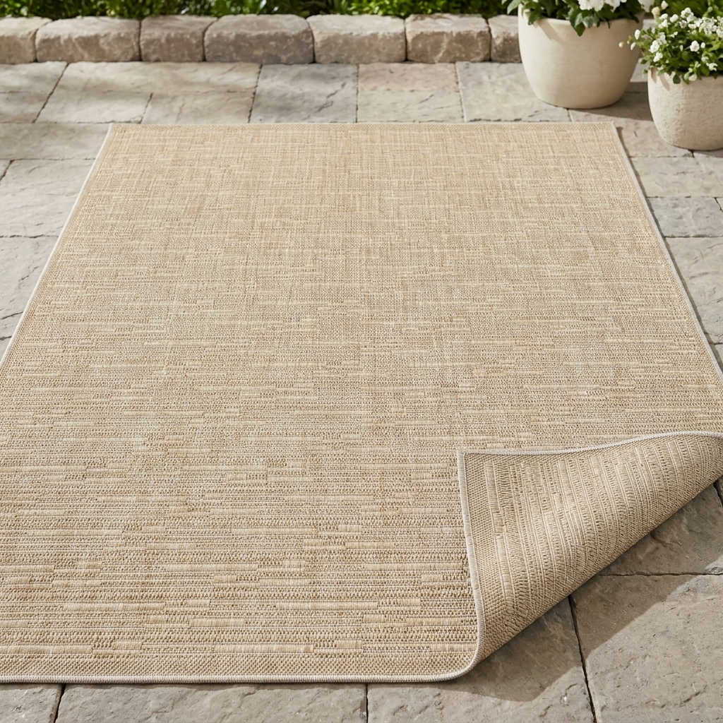 Tapis extérieur aspect jute rayés
