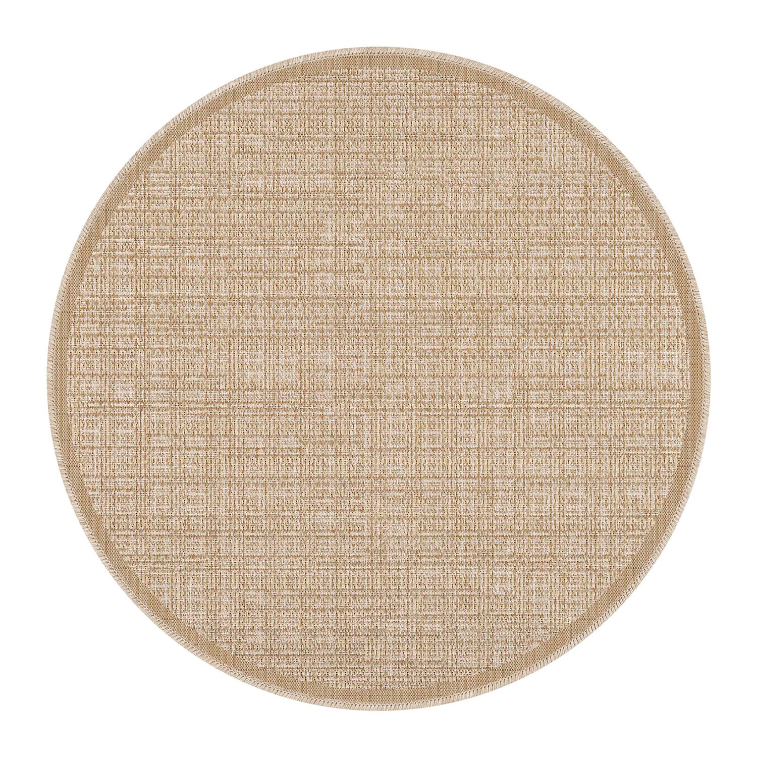 Tapis rond extérieur aspect jute tissé