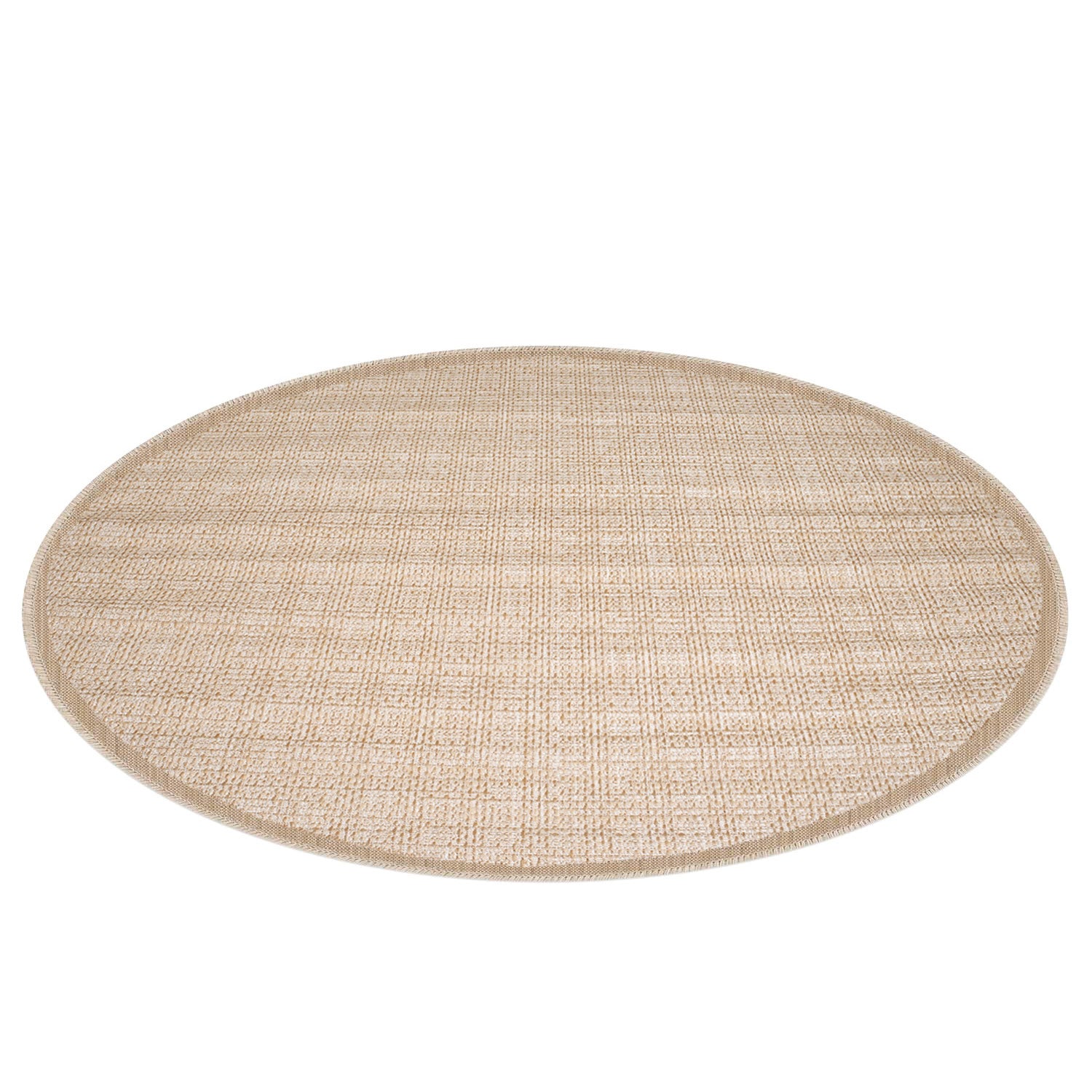 Tapis rond extérieur aspect jute tissé