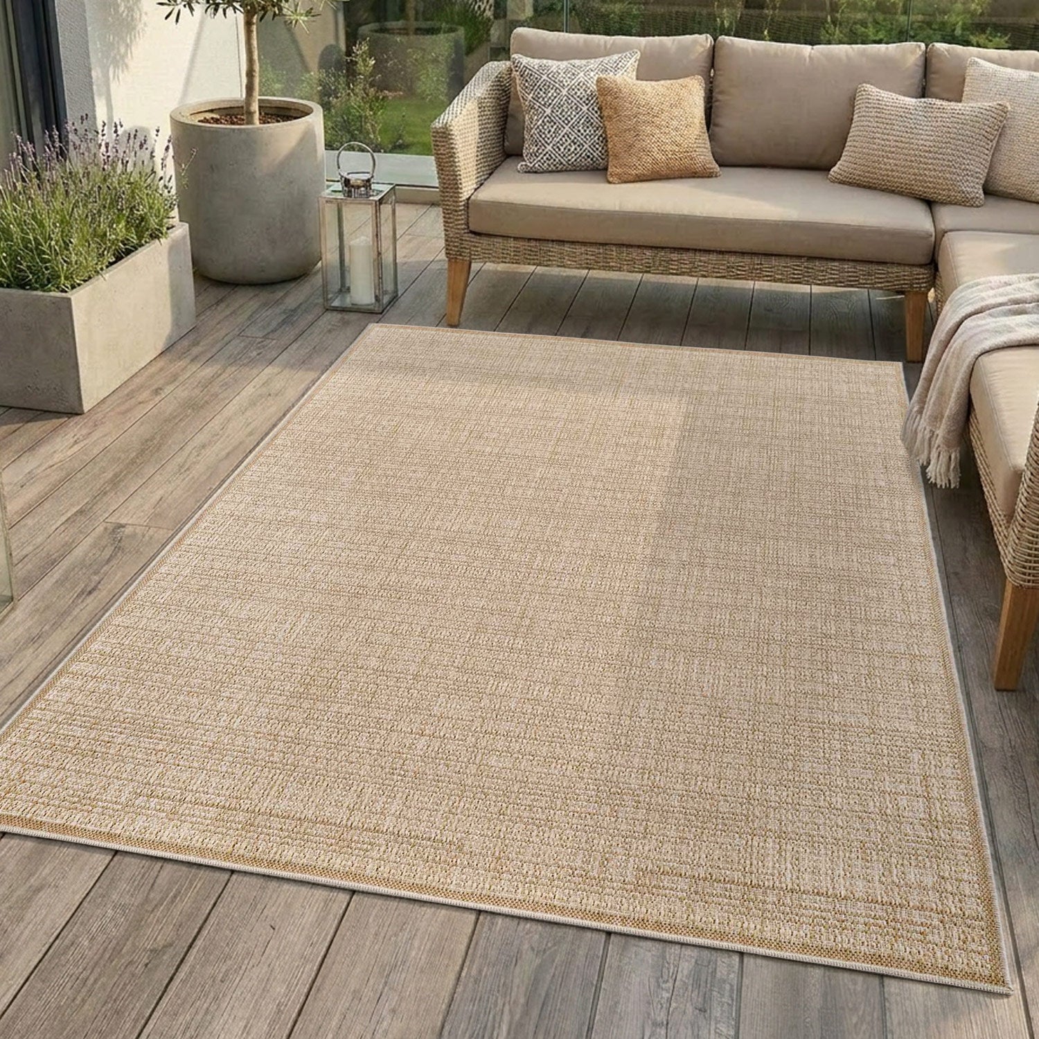 Tapis extérieur aspect jute tissé