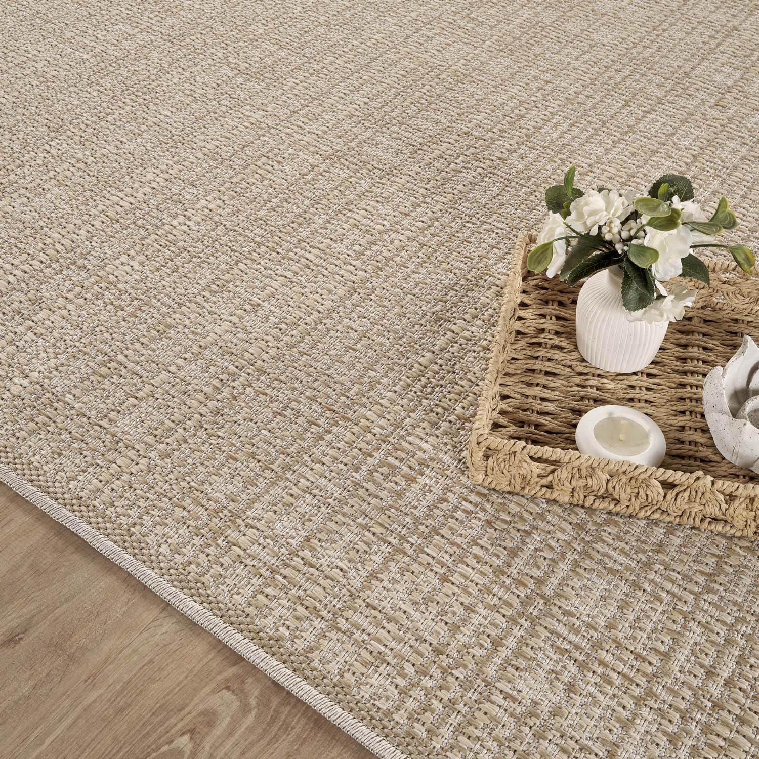 Tapis Carré extérieur aspect jute tissé
