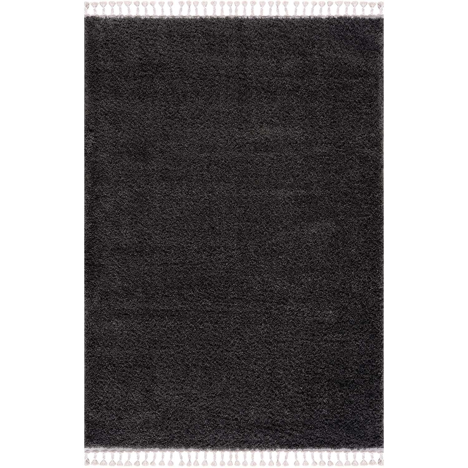 Tapis moelleux à franges tressées - Anthracite – STUDIO DECO