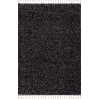 Tapis moelleux à franges tressées - Anthracite