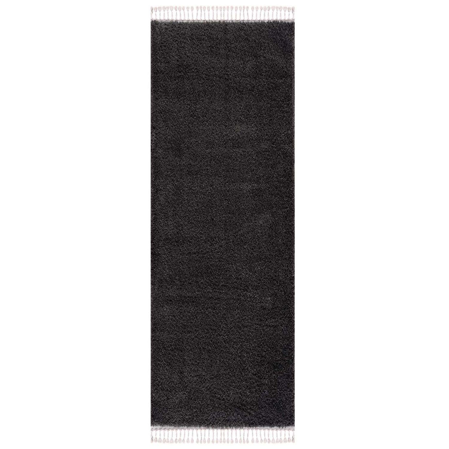 Tapis moelleux à franges tressées - Anthracite