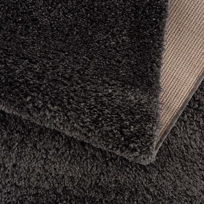 Tapis moelleux à franges tressées - Anthracite