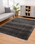 Tapis moelleux à franges tressées - Anthracite – STUDIO DECO