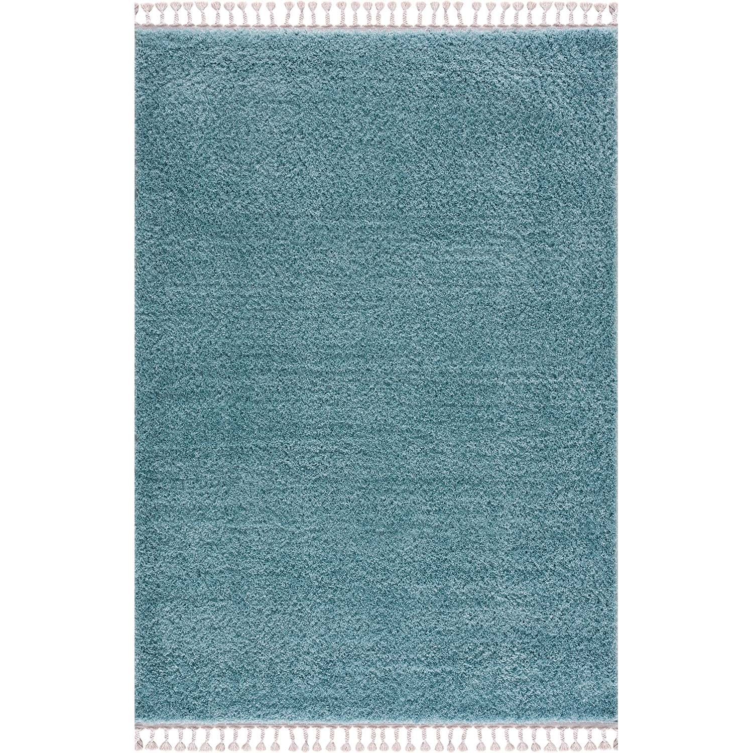 Tapis moelleux à franges tressées - Bleu – STUDIO DECO