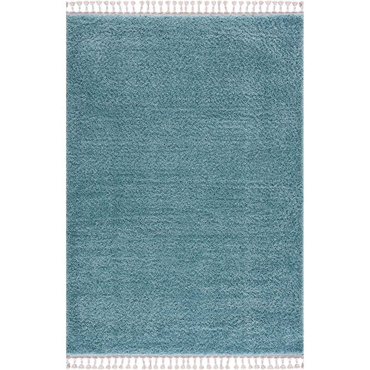 Tapis moelleux à franges tressées - Bleu