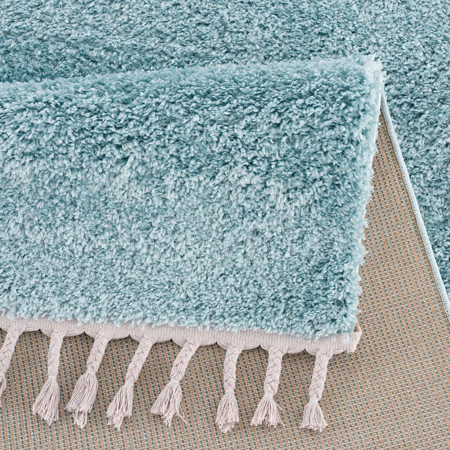 Tapis moelleux à franges tressées - Bleu – STUDIO DECO