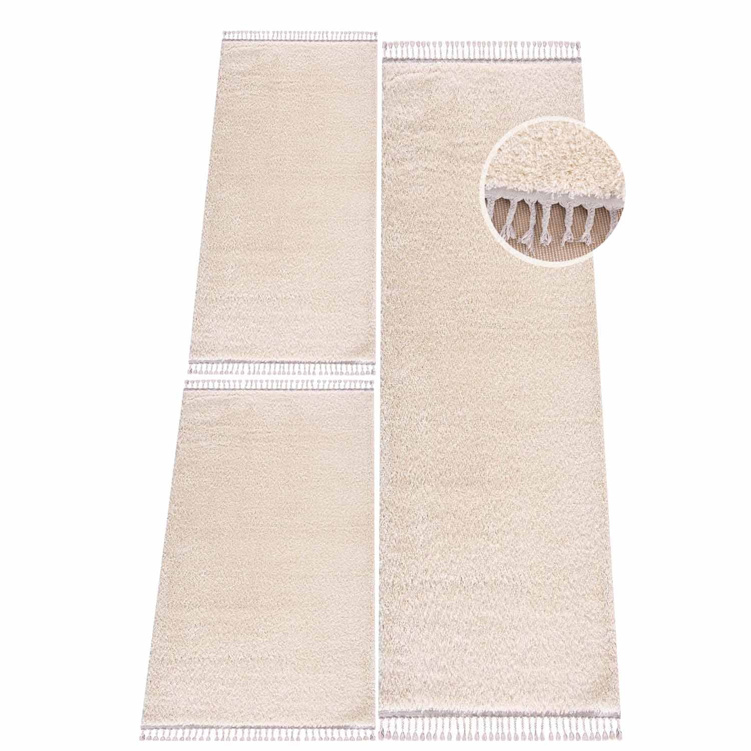 Tapis moelleux à franges tressées - Ecru – STUDIO DECO