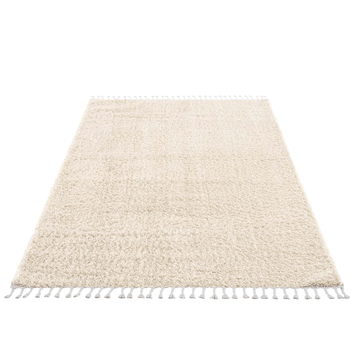 Tapis moelleux à franges tressées - Ecru – STUDIO DECO