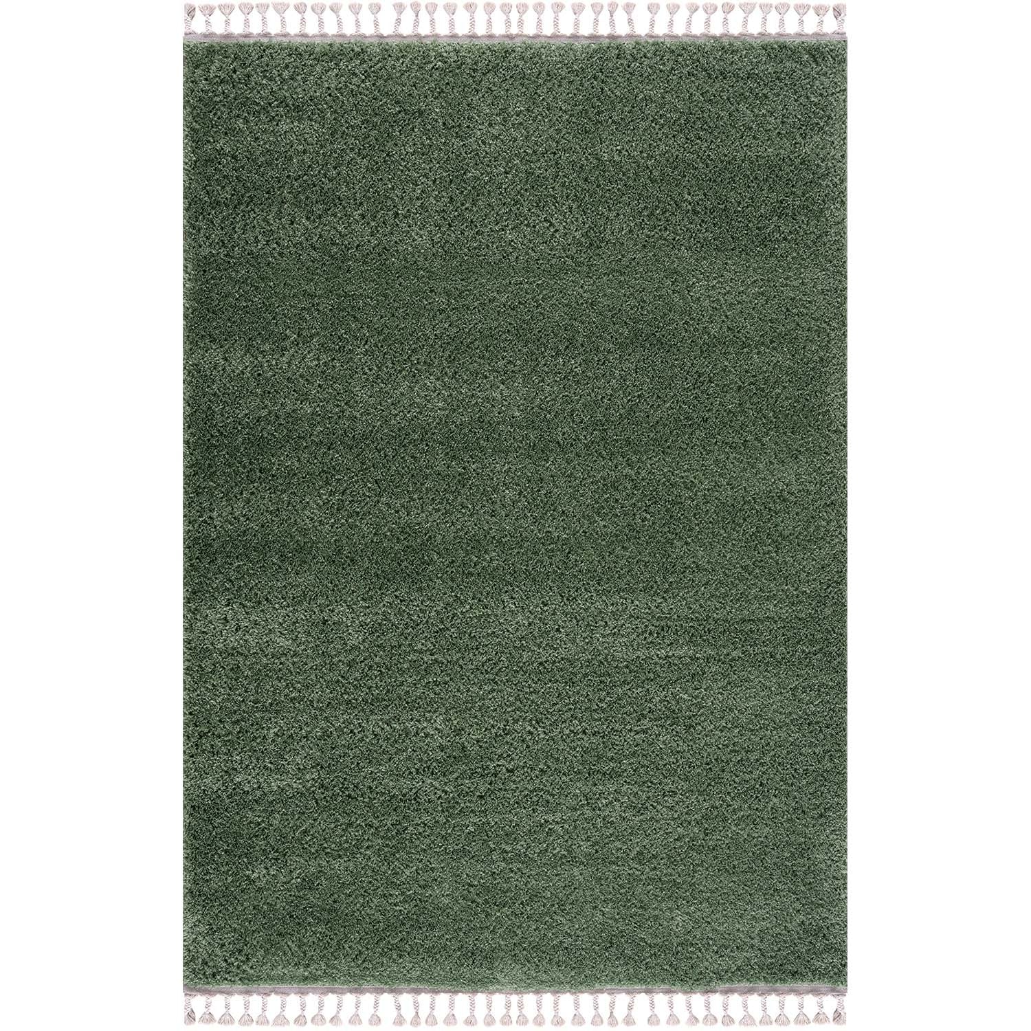 Tapis moelleux à franges tressées - Vert – STUDIO DECO