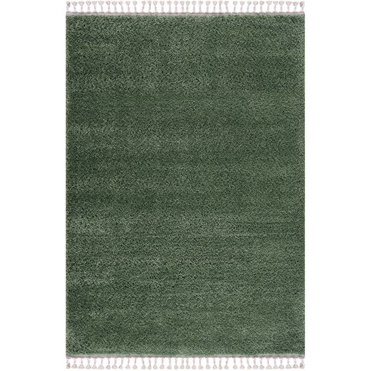 Tapis moelleux à franges tressées - Vert