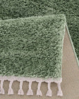 Tapis moelleux à franges tressées - Vert – STUDIO DECO