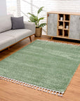 Tapis moelleux à franges tressées - Vert – STUDIO DECO