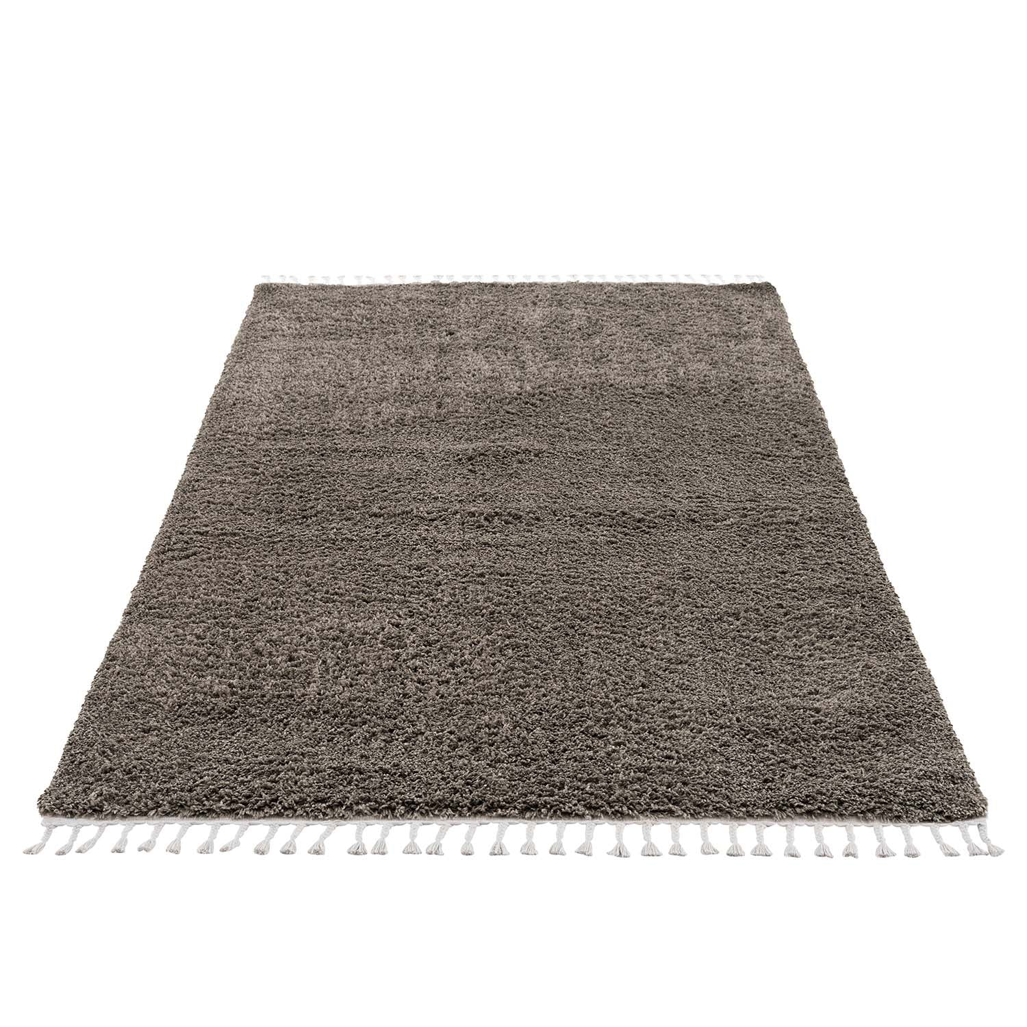 Tapis moelleux à franges tressées - Gris – STUDIO DECO