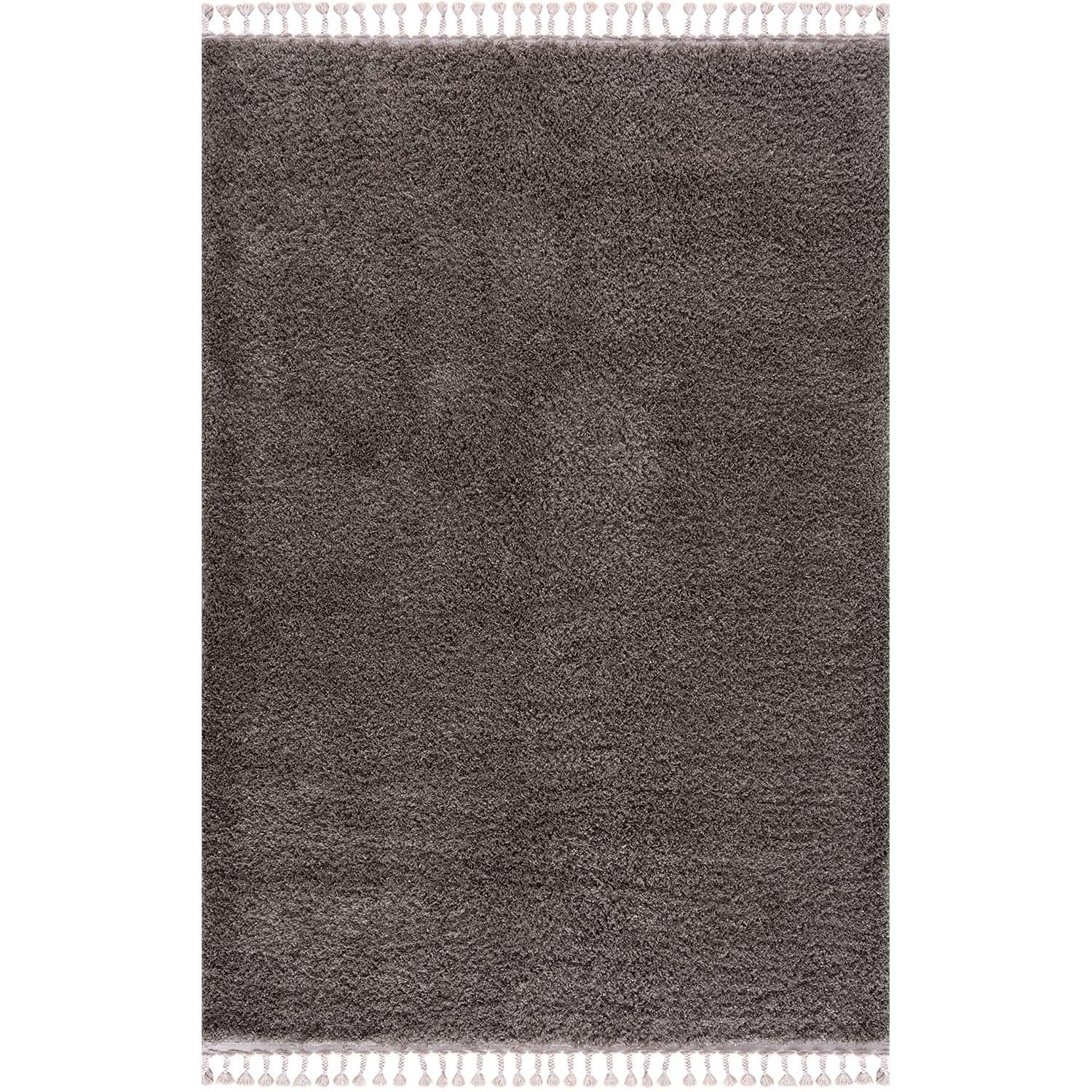 Tapis moelleux à franges tressées - Gris – STUDIO DECO